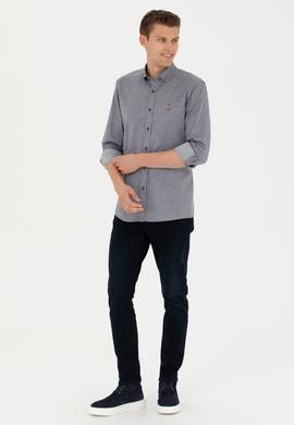 Erkek Lacivert Uzun Kollu Basic Gömlek - 50271292019