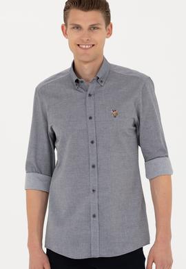 Erkek Lacivert Uzun Kollu Basic Gömlek - 50271292019