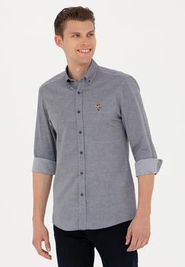 Erkek Lacivert Uzun Kollu Basic Gömlek - 50271292019