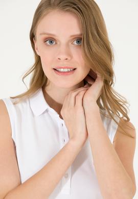 Kadın Beyaz Polo Yaka Örme Elbise - 50271554030