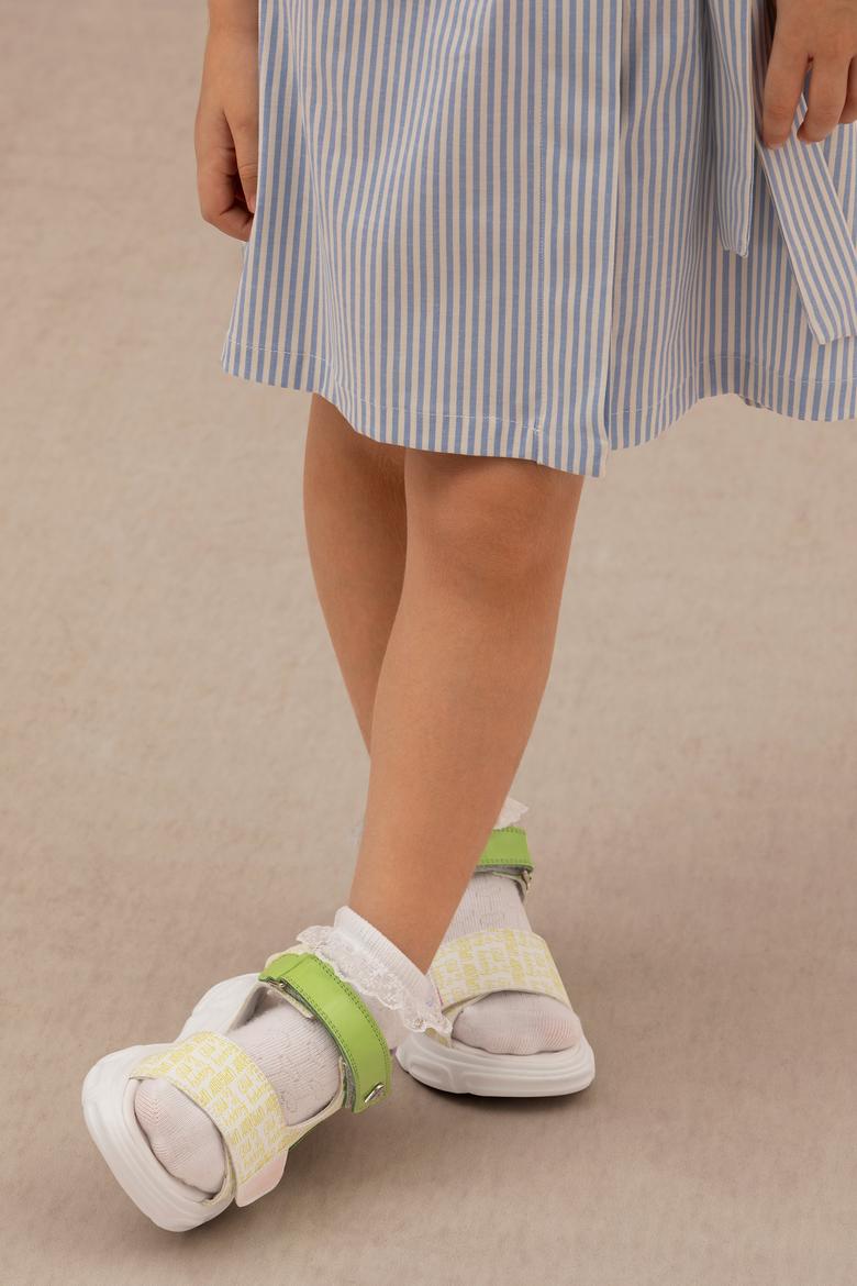 Kız Çocuk Neon Sarı Sandalet