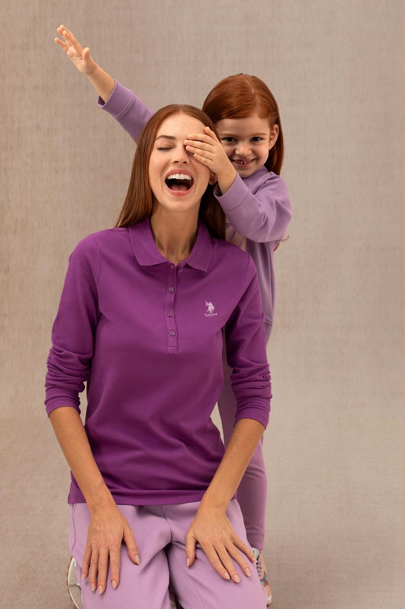 Kadın Violet Basic Polo Yaka Sweatshirt