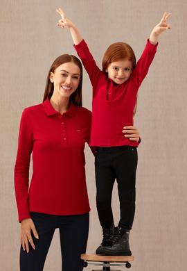 Kadın Kırmızı Basic Polo Yaka Sweatshirt - 50276160033