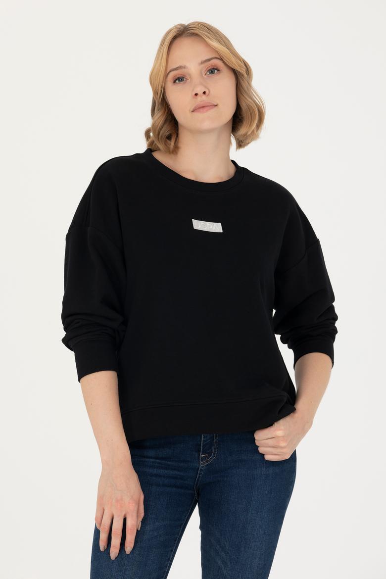 Kadın Siyah Bisiklet Yaka Basic Sweatshirt - 50276557014