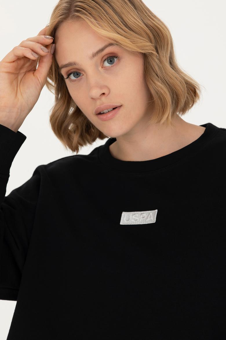 Kadın Siyah Bisiklet Yaka Basic Sweatshirt - 50276557014