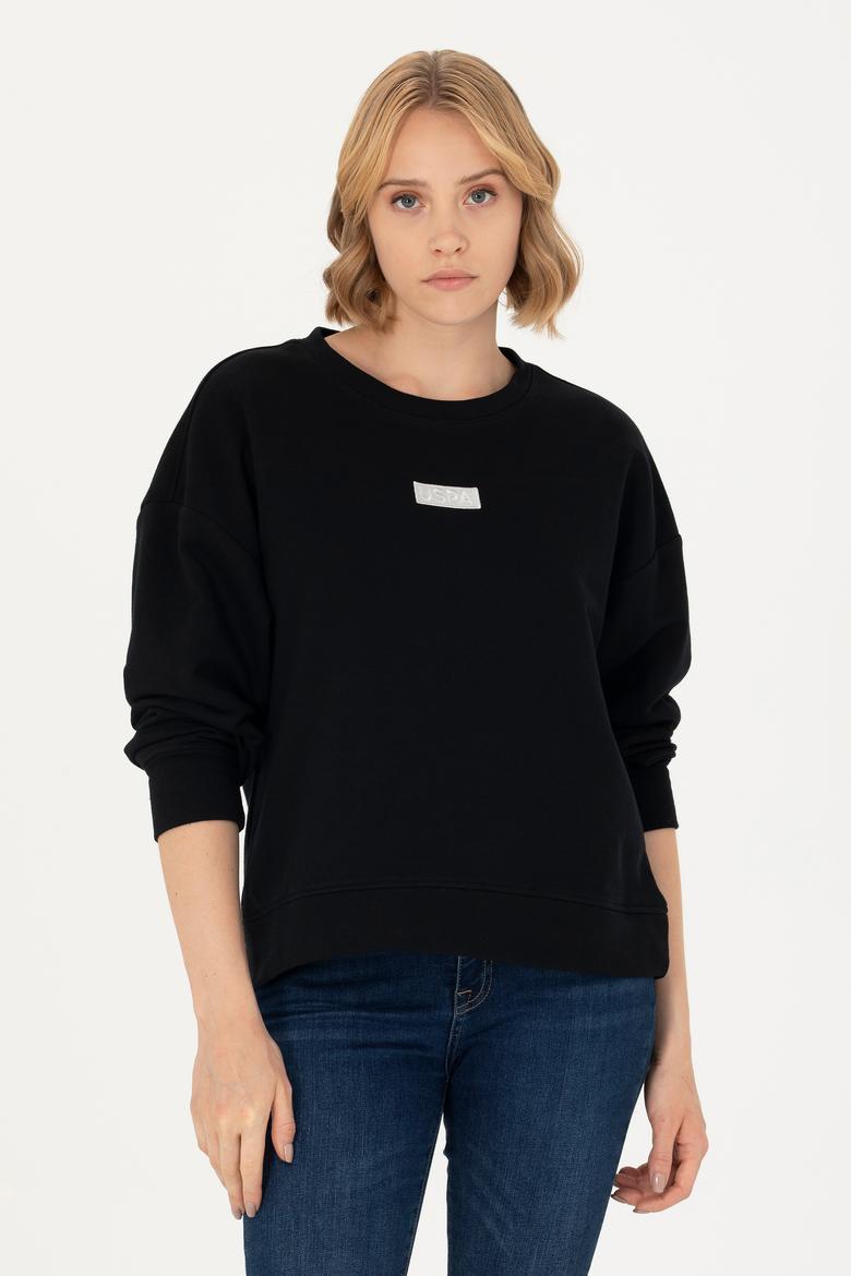 Kadın Siyah Bisiklet Yaka Basic Sweatshirt - 50276557014