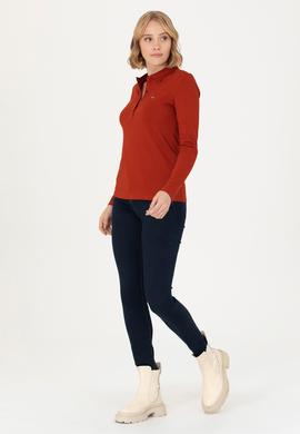 Kadın Kiremit Basic Polo Yaka Sweatshirt - 50276160068