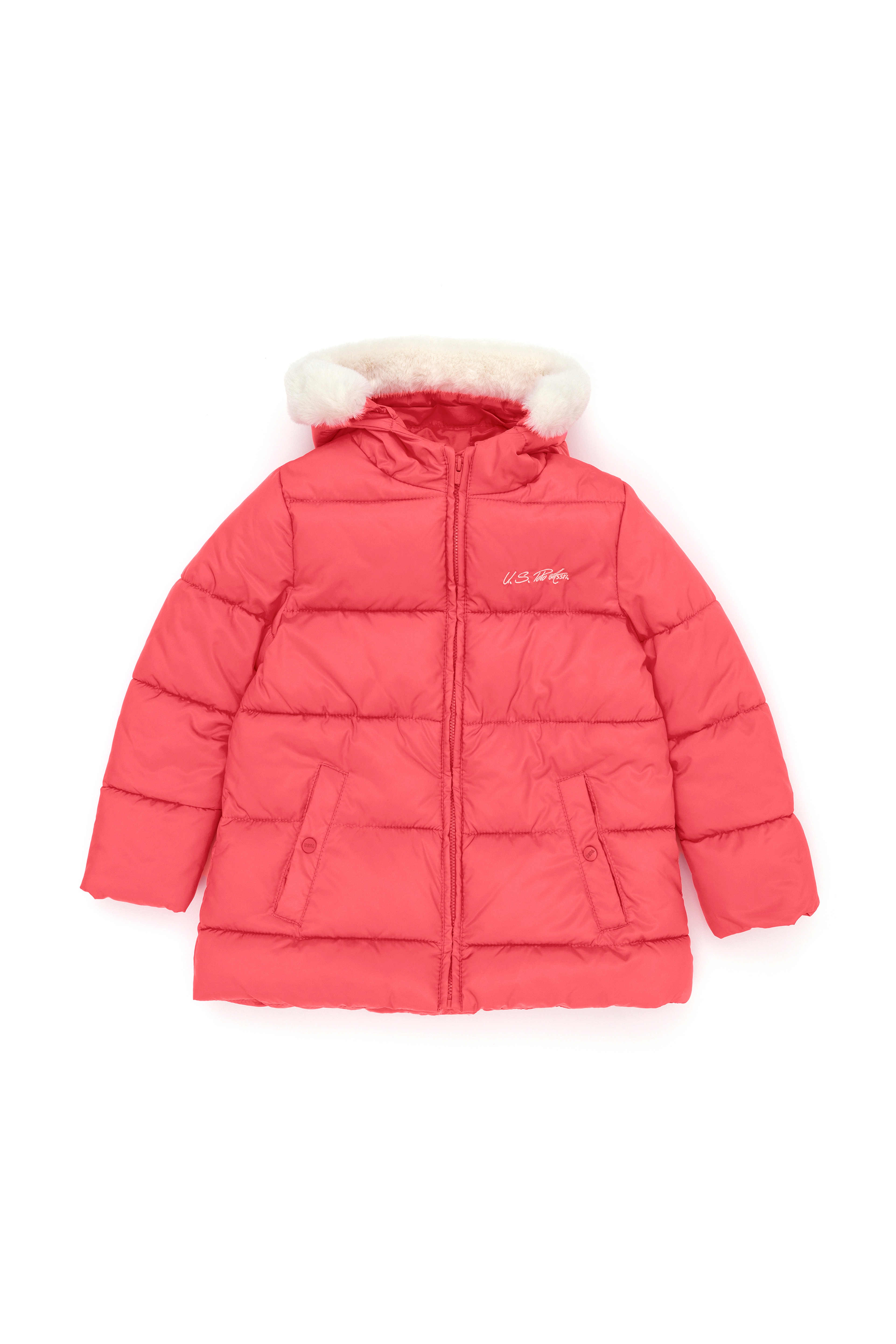 Kız Çocuk Açık Pembe Kapüşonlu Mont - Image 3