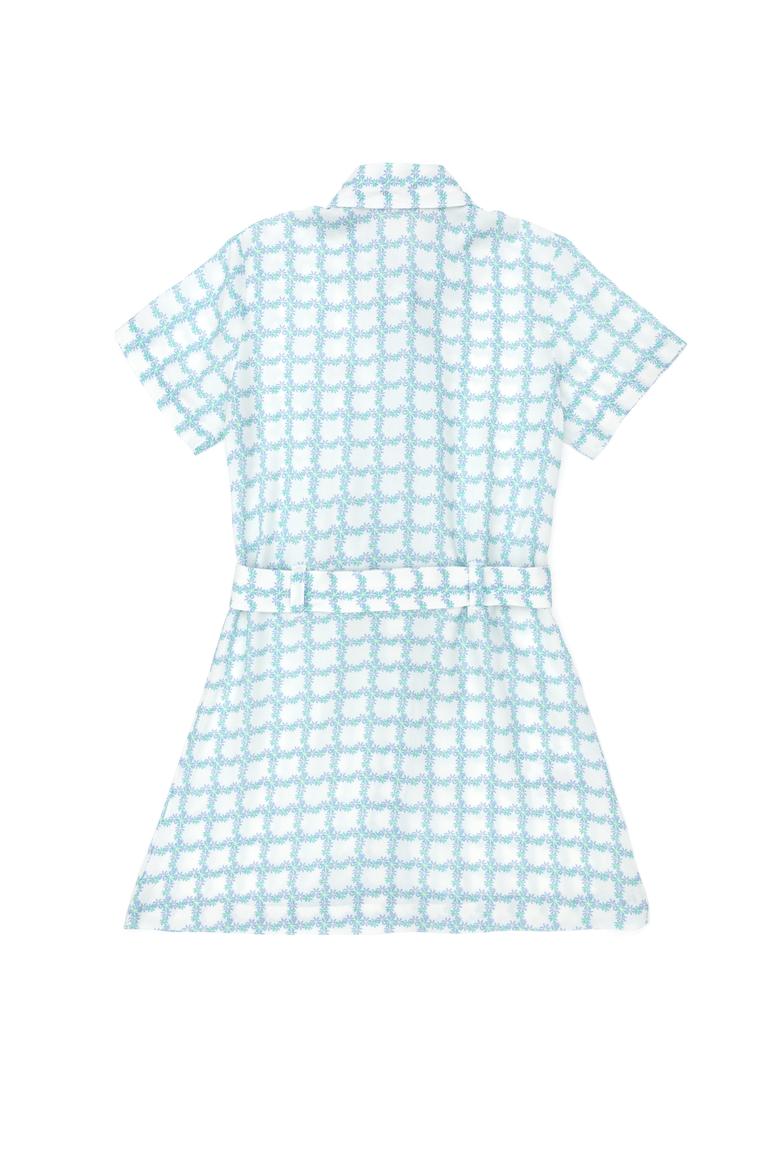 Kız Çocuk Su Yeşili Kısa Kol Dokuma Elbise - 50269609009