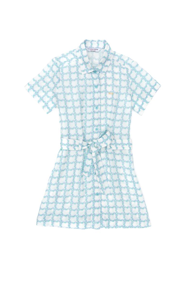 Kız Çocuk Su Yeşili Kısa Kol Dokuma Elbise - 50269609009