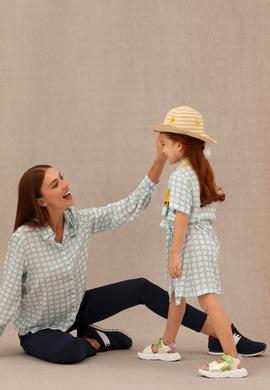 Kız Çocuk Su Yeşili Kısa Kol Dokuma Elbise - 50269609009