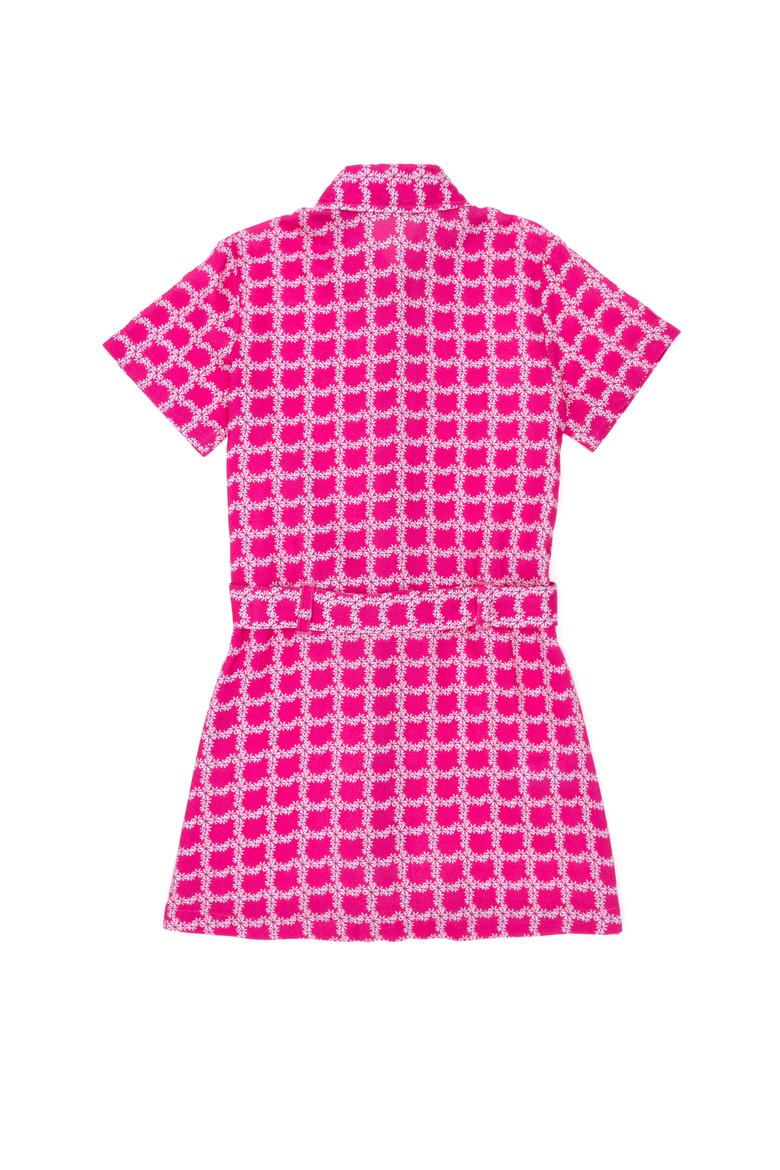 Kız Çocuk Pembe Kısa Kol Dokuma Elbise - 50269609014