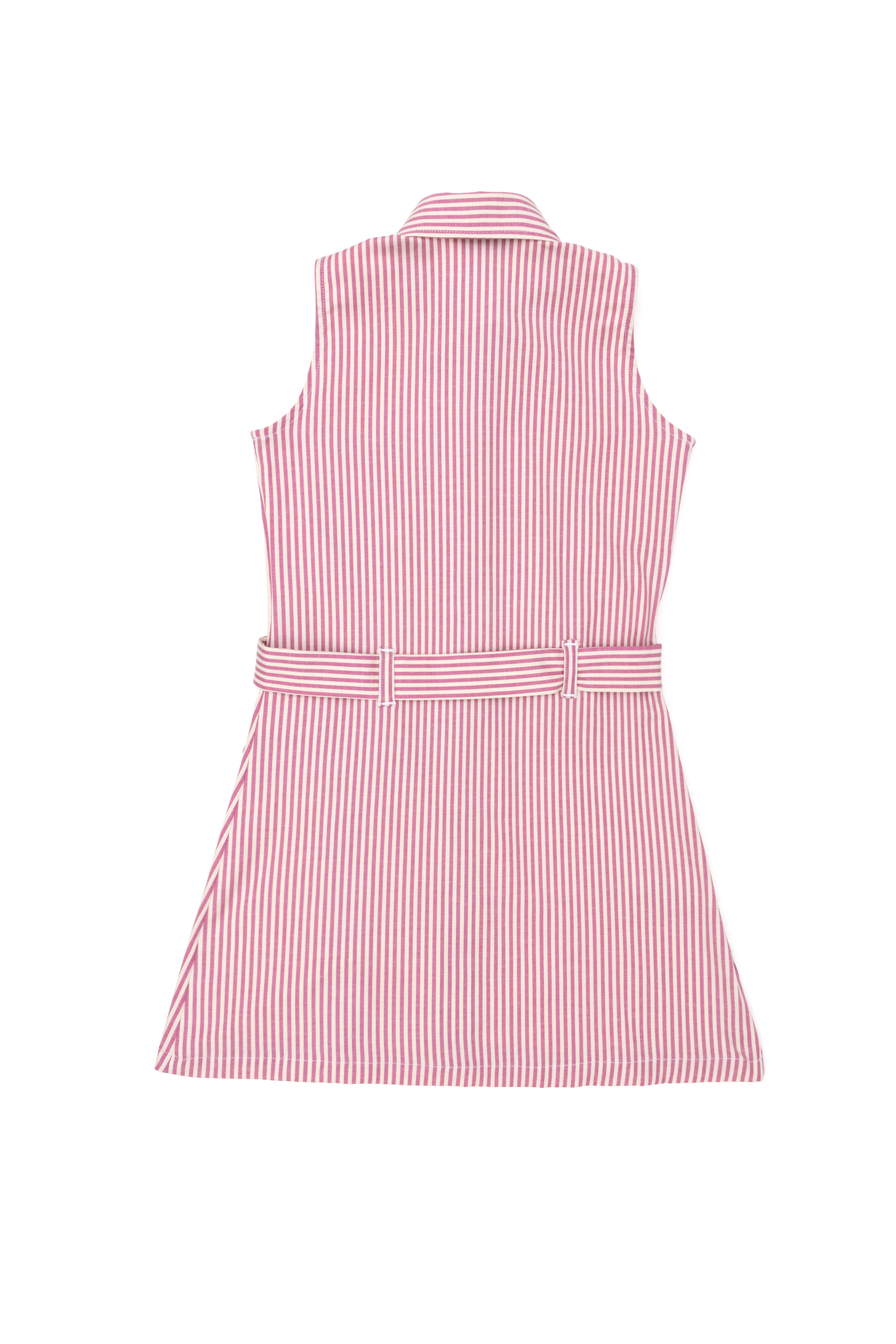 Kız Çocuk Pembe Kolsuz Dokuma Elbise - Image 4