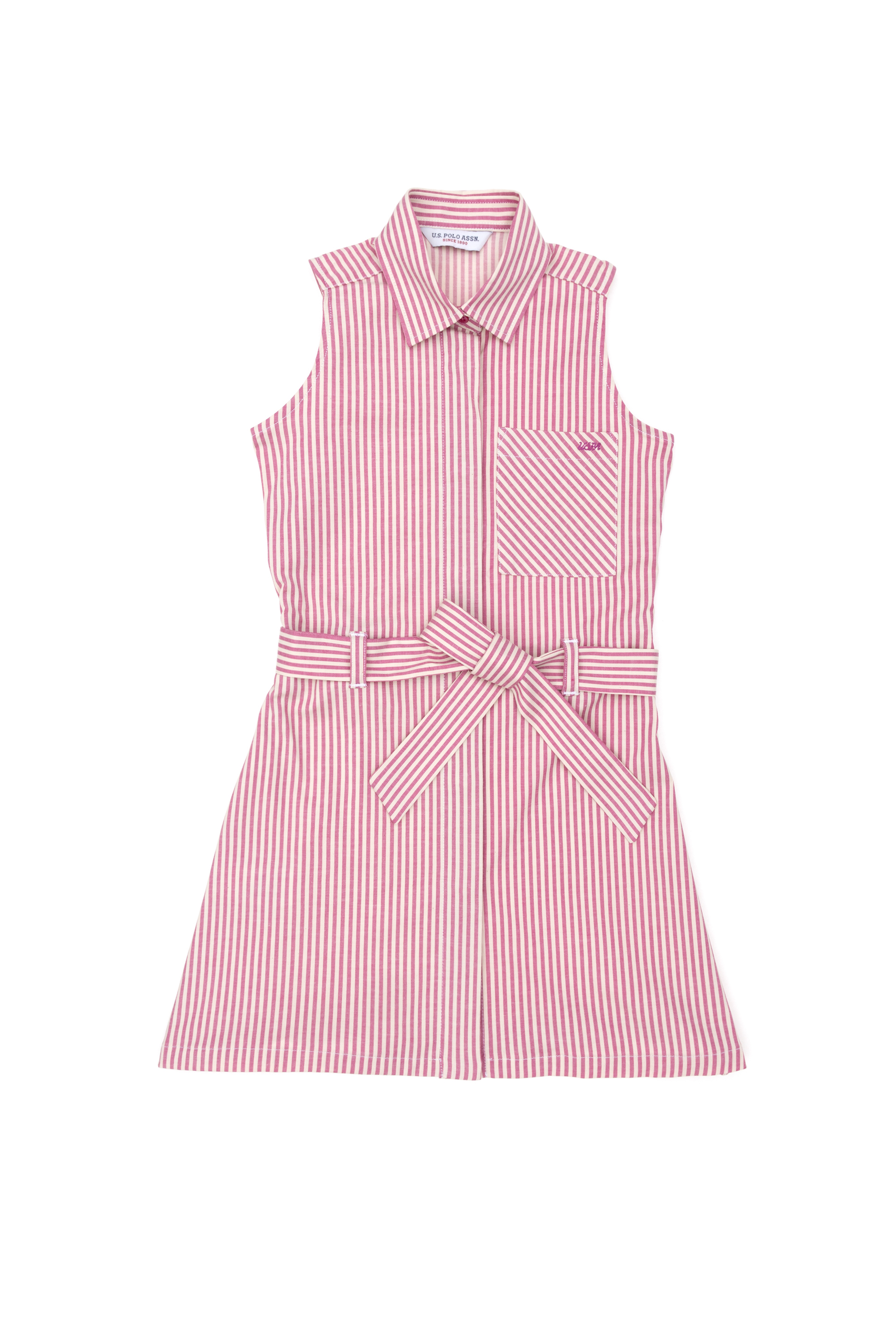 Kız Çocuk Pembe Kolsuz Dokuma Elbise - Image 3
