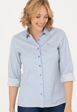 Kadın Saks Uzun Kollu Gömlek - 50266204011