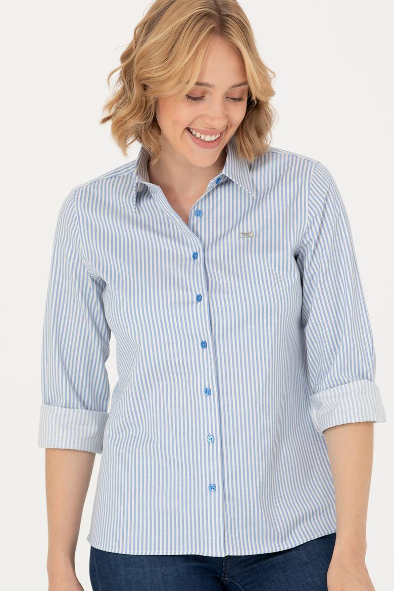 Kadın Saks Uzun Kollu Gömlek - 50266204011