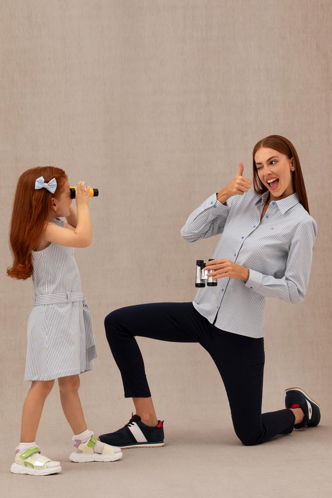 Kadın Saks Uzun Kollu Gömlek