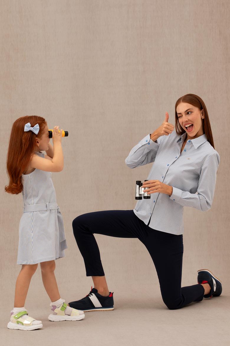 Kadın Saks Uzun Kollu Gömlek