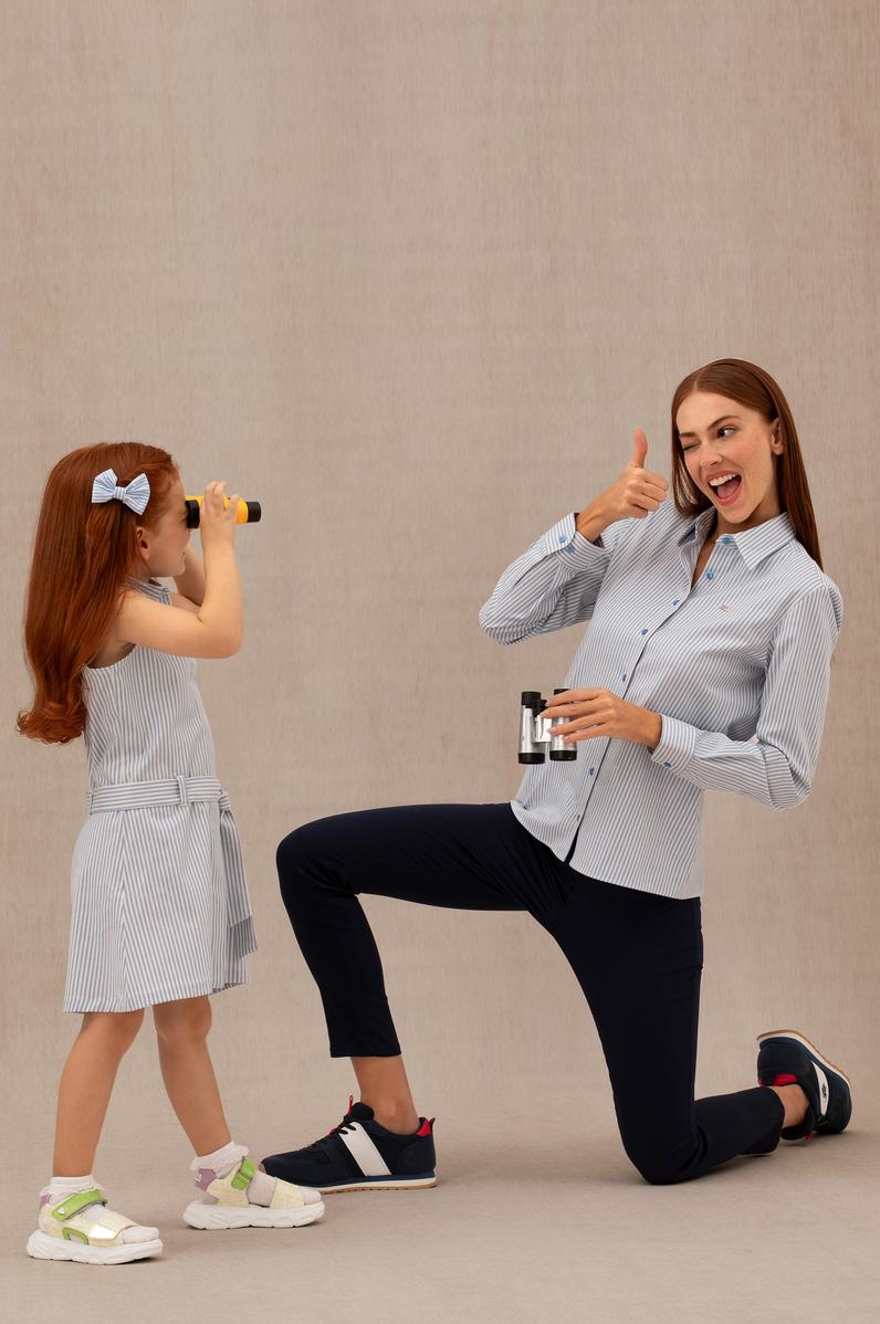 Kadın Saks Uzun Kollu Gömlek