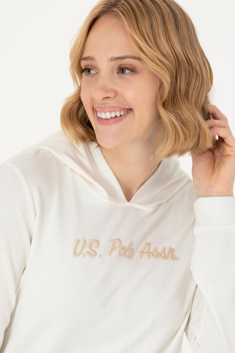 Kadın Ekru Kapüşonlu Sweatshirt - 50276015016