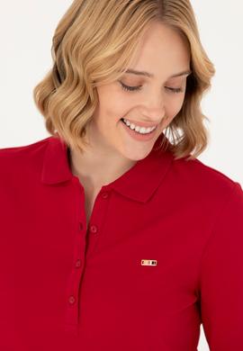 Kadın Kırmızı Basic Polo Yaka Sweatshirt - 50276160033