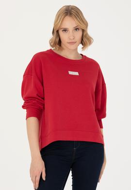 Kadın Kırmızı Bisiklet Yaka Basic Sweatshirt - 50276557005