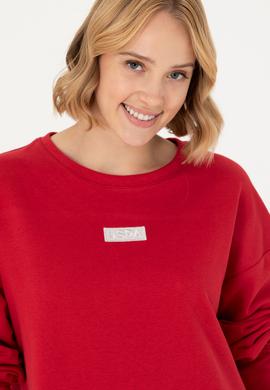 Kadın Kırmızı Bisiklet Yaka Basic Sweatshirt - 50276557005