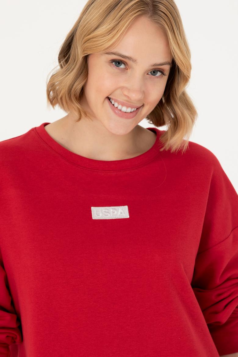 Kadın Kırmızı Bisiklet Yaka Basic Sweatshirt - 50276557005