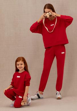 Kadın Kırmızı Bisiklet Yaka Basic Sweatshirt - 50276557005