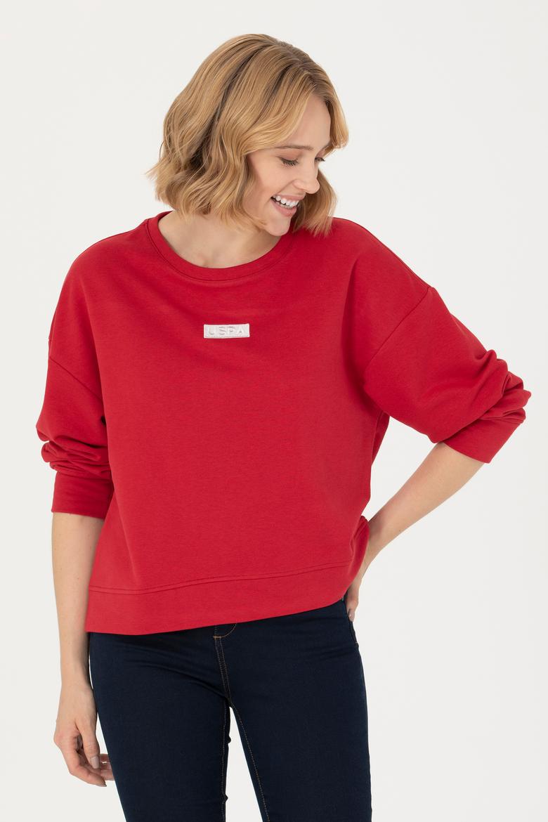Kadın Kırmızı Bisiklet Yaka Basic Sweatshirt - 50276557005