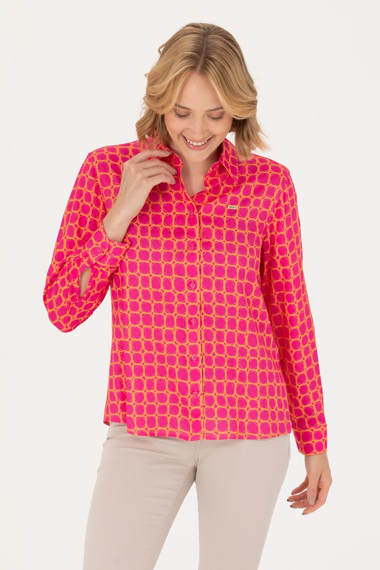 Kadın Fuşya Uzun Kollu Gömlek - 50266155018