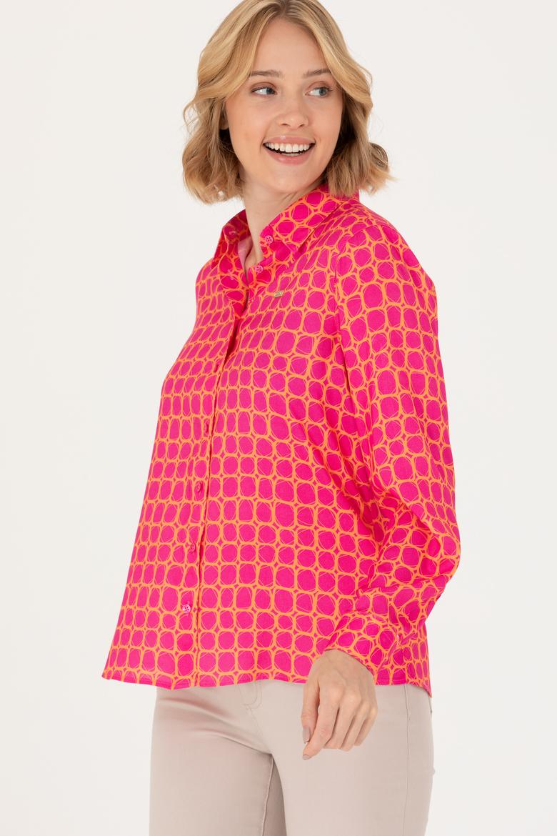 Kadın Fuşya Uzun Kollu Gömlek - 50266155018