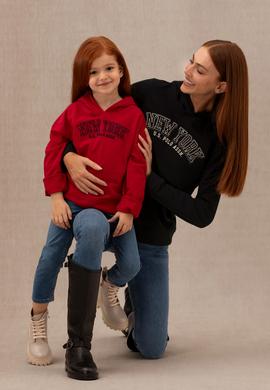 Kadın Siyah Kapüşonlu Sweatshirt - 50276601015