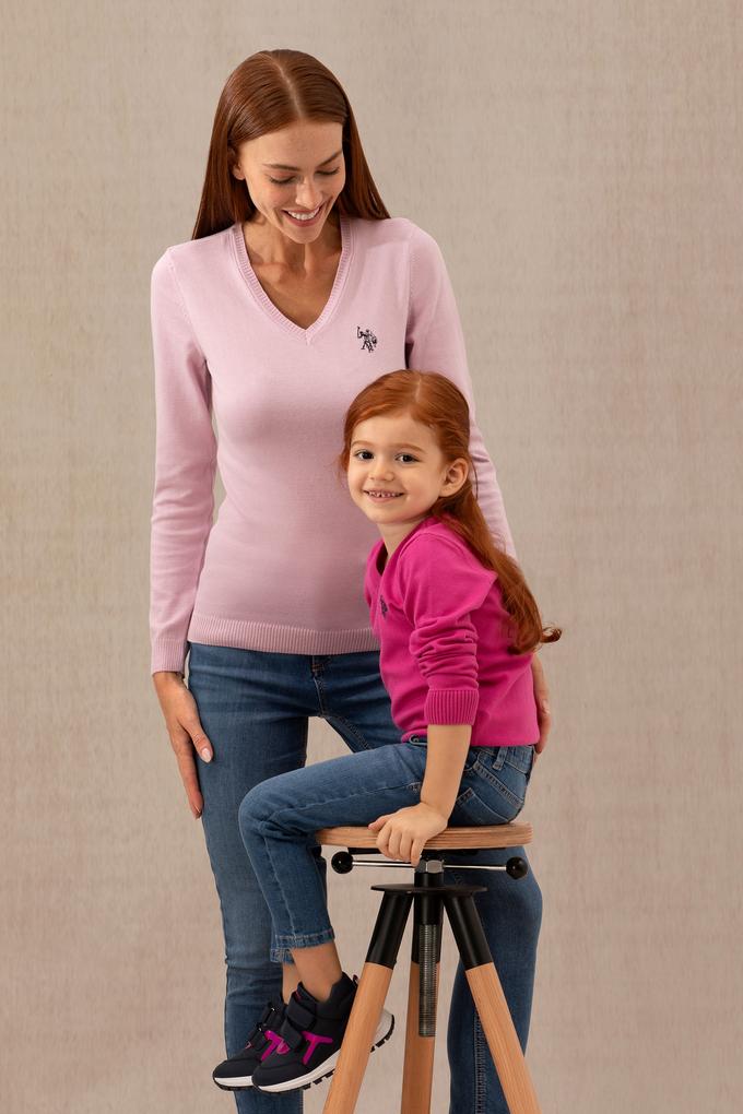 Kadın Manolya V Yaka Basic Kazak