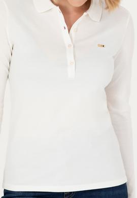 Kadın Ekru Basic Polo Yaka Sweatshirt - 50276160062