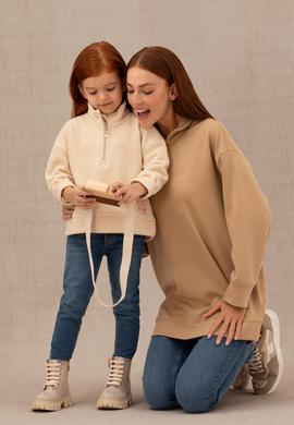 Kız Çocuk Krem Polarlı Polo Yaka Sweatshirt - 50276917012