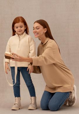 Kız Çocuk Krem Polarlı Polo Yaka Sweatshirt - 50276917012