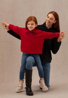 Kız Çocuk Kırmızı Kapüşonlu Sweatshirt - 50276913014