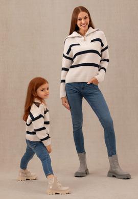 Kadın Krem V Yaka Kazak - 50270451006