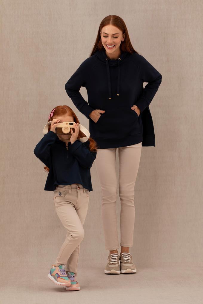 Kadın Lacivert Kapüşonlu Sweatshirt