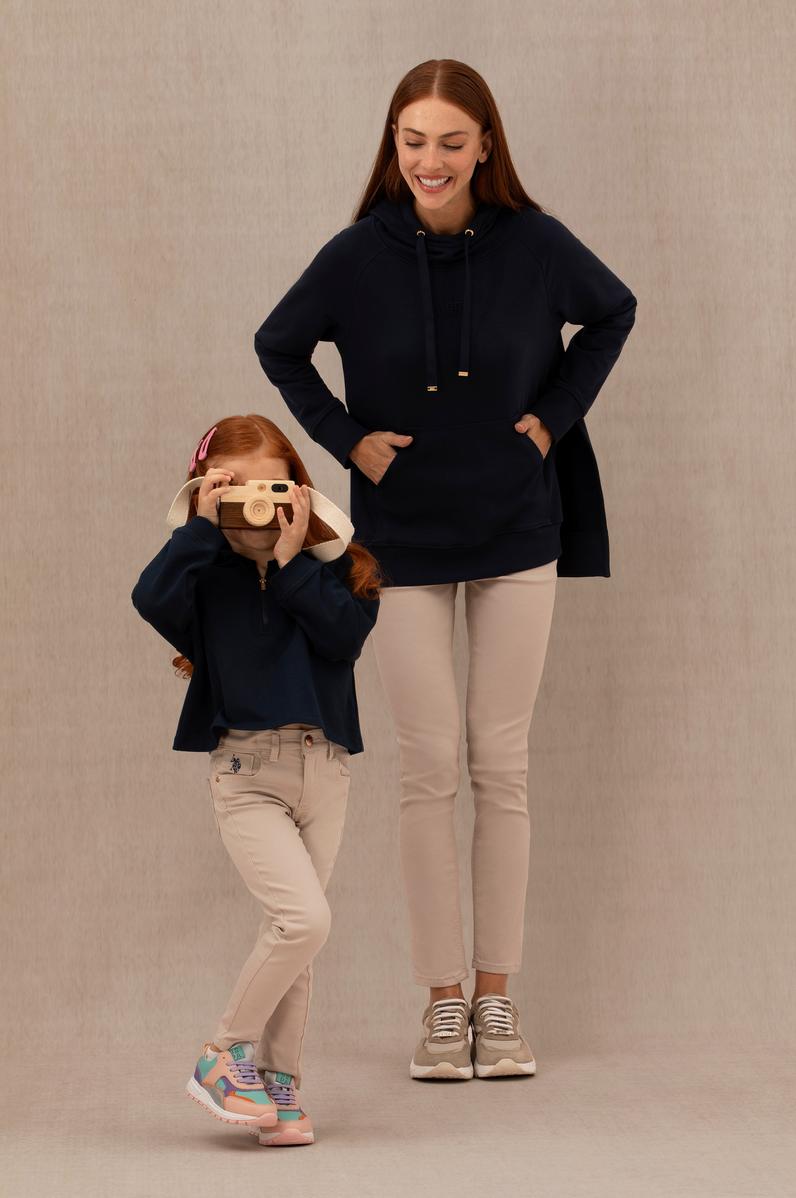 Kadın Lacivert Kapüşonlu Sweatshirt