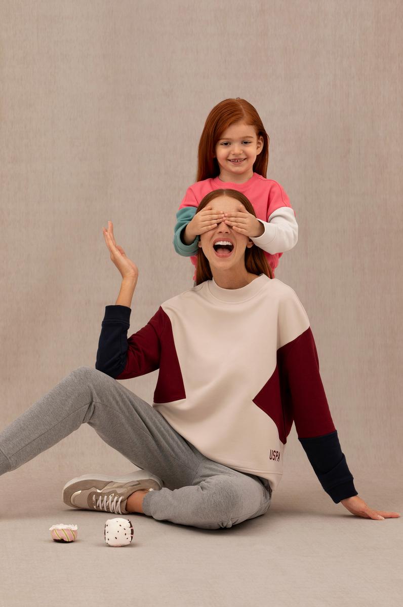 Kadın Krem Bisiklet Yaka Sweatshirt