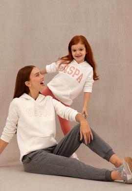 Kadın Ekru Kapüşonlu Basic Sweatshirt - 50276022028