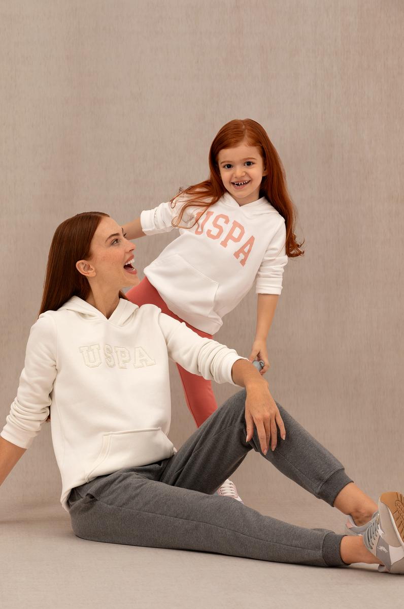 Kadın Ekru Kapüşonlu Basic Sweatshirt