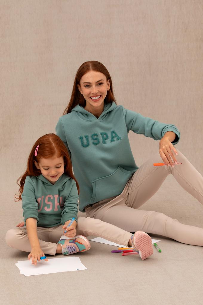 Kadın Mint Kapüşonlu Basic Sweatshirt