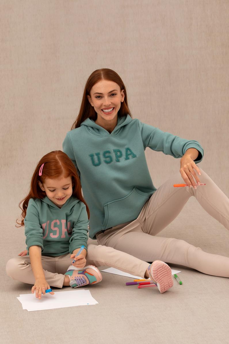 Kadın Mint Kapüşonlu Basic Sweatshirt