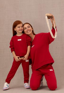 Kız Çocuk Kırmızı Basic Bisiklet Yaka Sweatshirt - 50276834003