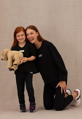 Kız Çocuk Siyah Basic Bisiklet Yaka Sweatshirt - 50276834011