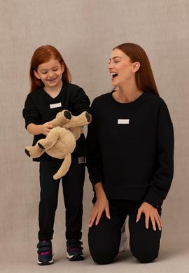 Kız Çocuk Siyah Basic Bisiklet Yaka Sweatshirt - 50276834011