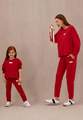 Kız Çocuk Kırmızı Basic Bisiklet Yaka Sweatshirt - 50276834003